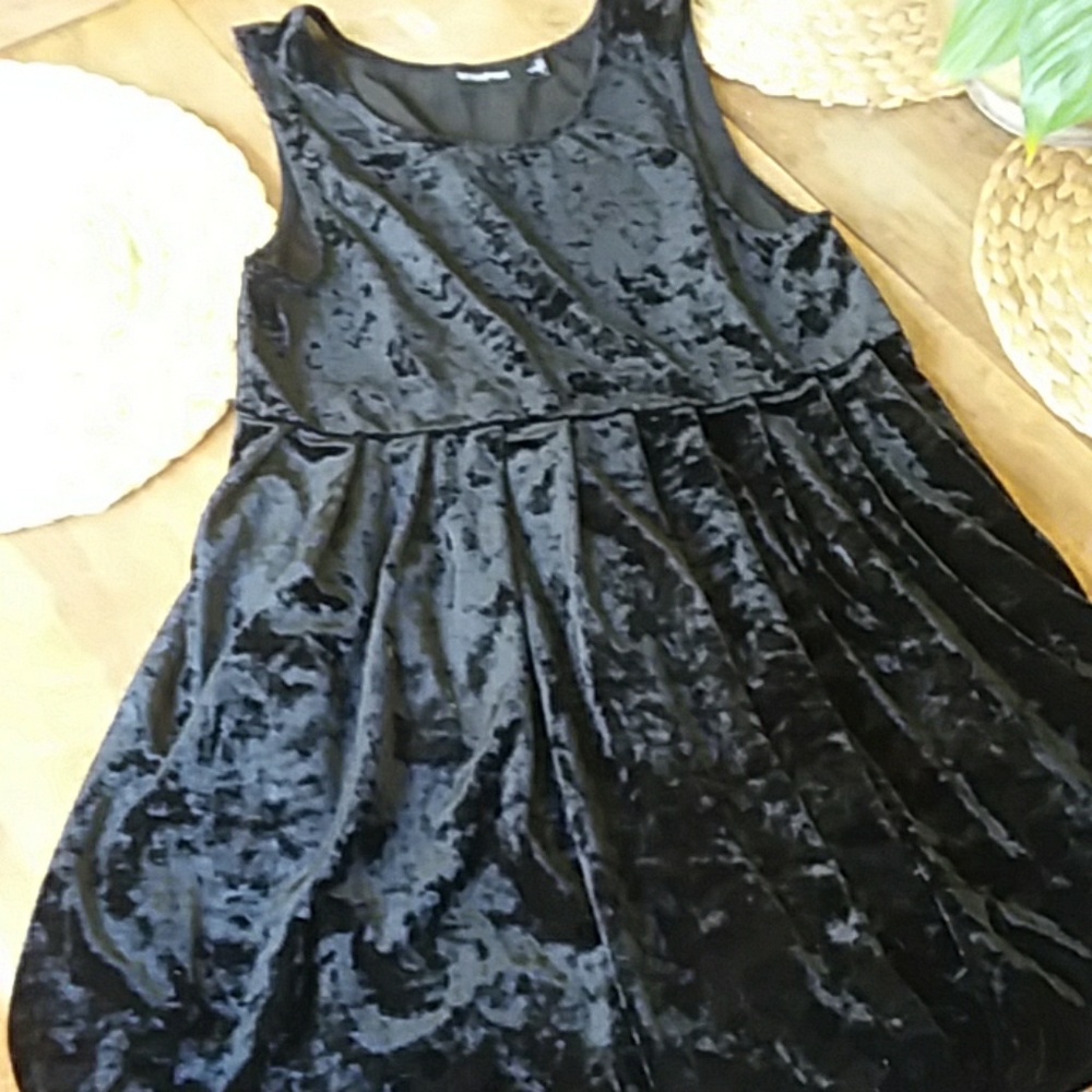 Minkpink black velvet skater dress